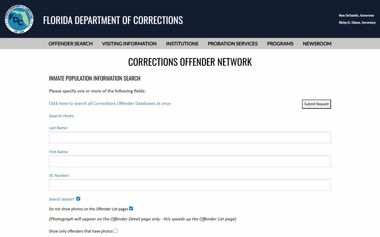 Madison County FDC inmate population offender search form