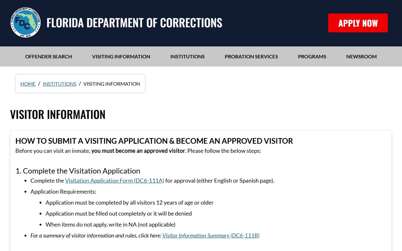 Madison County FDC statewide visiting information inmate population page